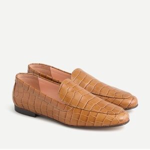 J.Crew Cecile Smoking Croc-Embossed Leather Slip On Loafer sz 8